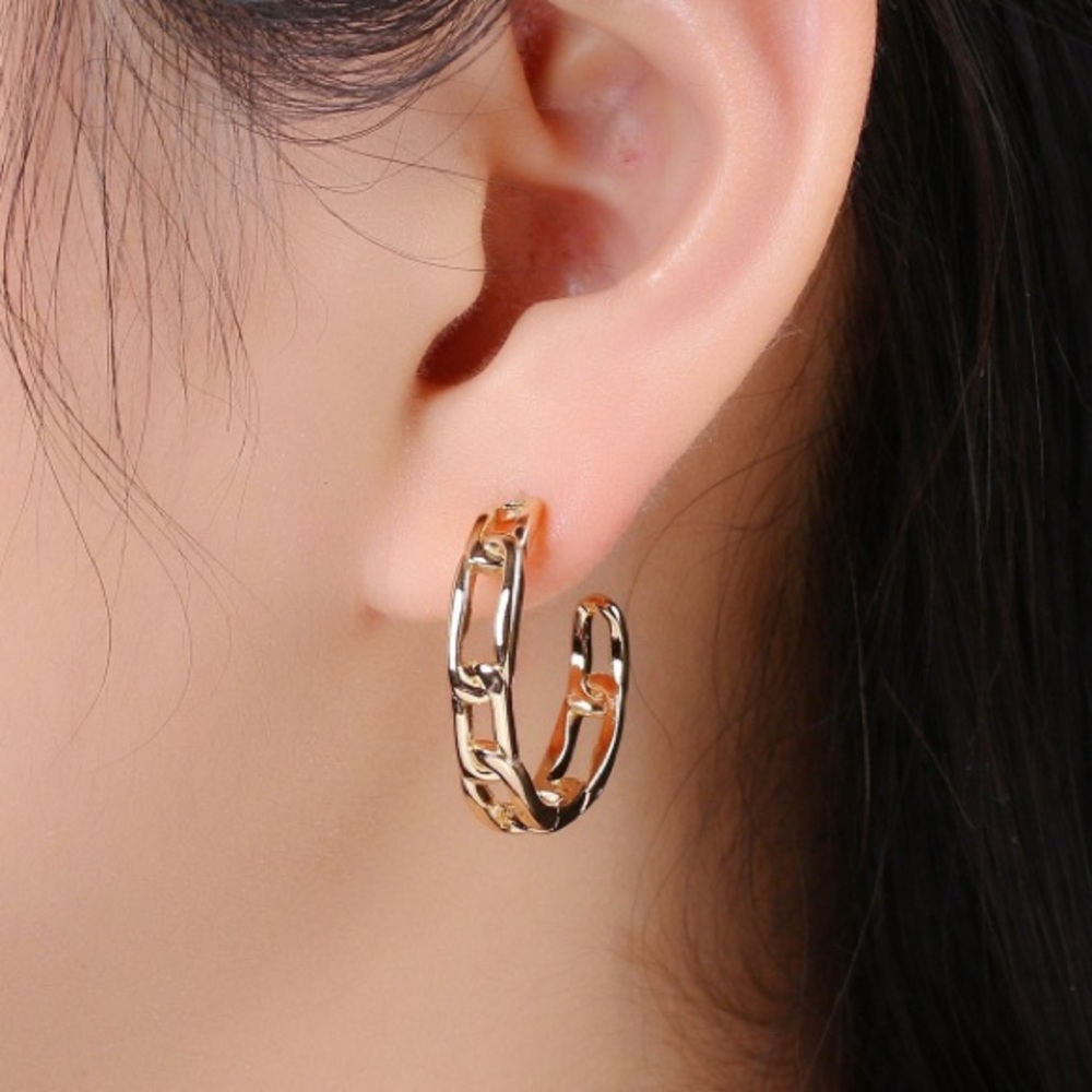 Figaro Link Design Hoop Earrings